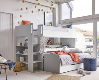 Trio high bed + desktop + sliding bed + Dimix pull-out bed
