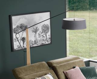 Ethnic landscape linen picture - black & white