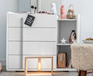 Tactil chest with 4 drawers and 2 compartments