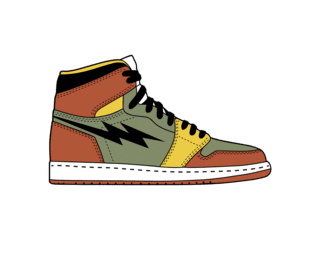 Brick & khaki high-top trainer